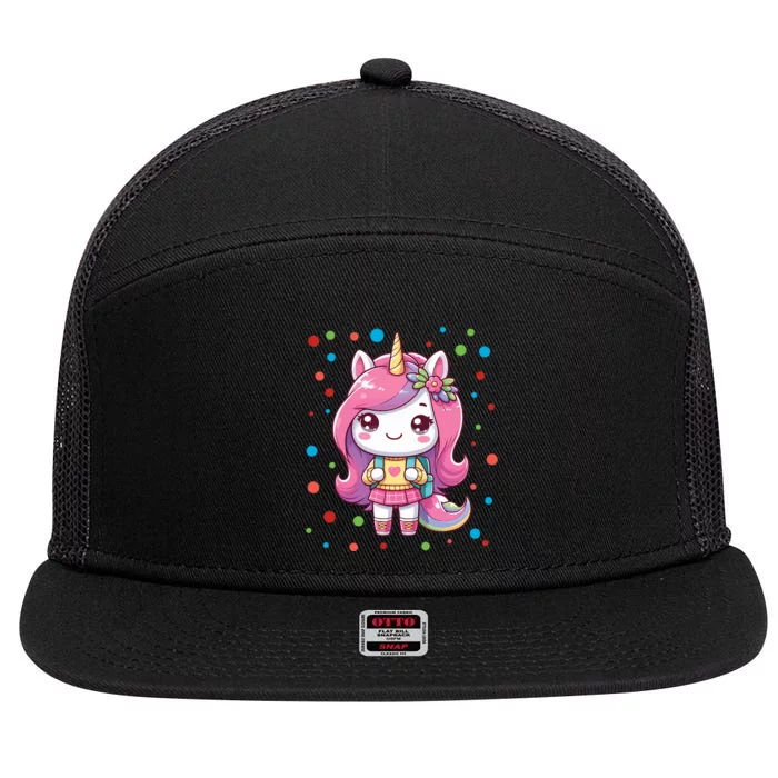 Happy Dot Day Unicorn Dots For Girl 7 Panel Mesh Trucker Snapback Hat