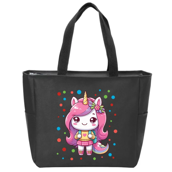 Happy Dot Day Unicorn Dots For Girl Zip Tote Bag