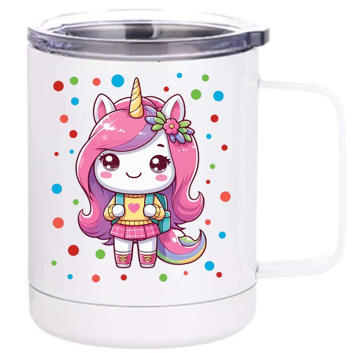 Happy Dot Day Unicorn Dots For Girl Front & Back 12oz Stainless Steel Tumbler Cup