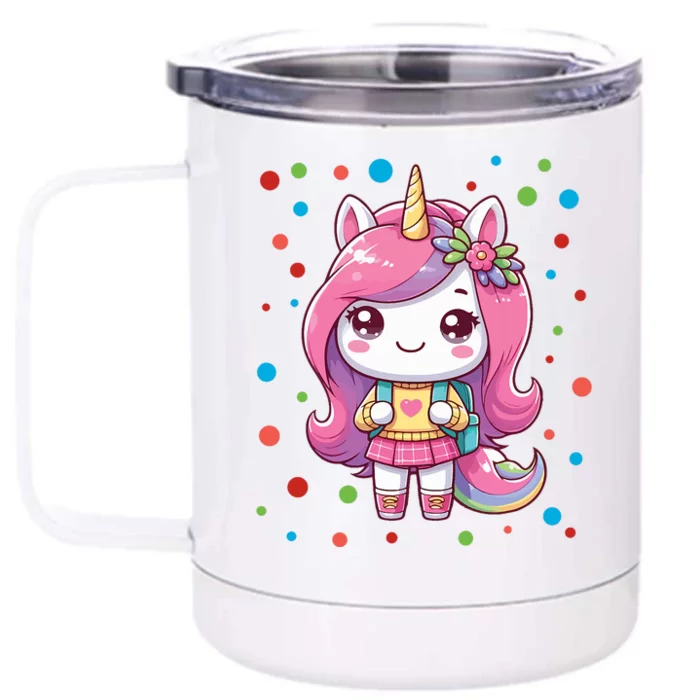 Happy Dot Day Unicorn Dots For Girl Front & Back 12oz Stainless Steel Tumbler Cup