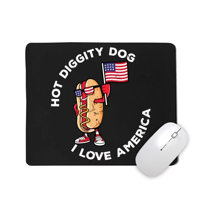 Hot Diggity Dog July 4th America Patriotic Picnic Usa Funny Mousepad