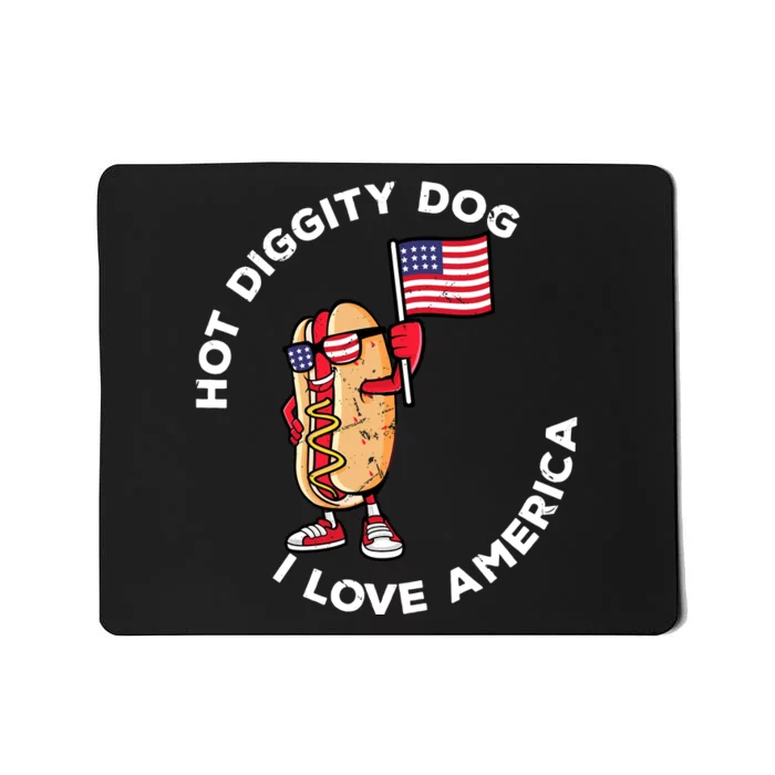 Hot Diggity Dog July 4th America Patriotic Picnic Usa Funny Mousepad