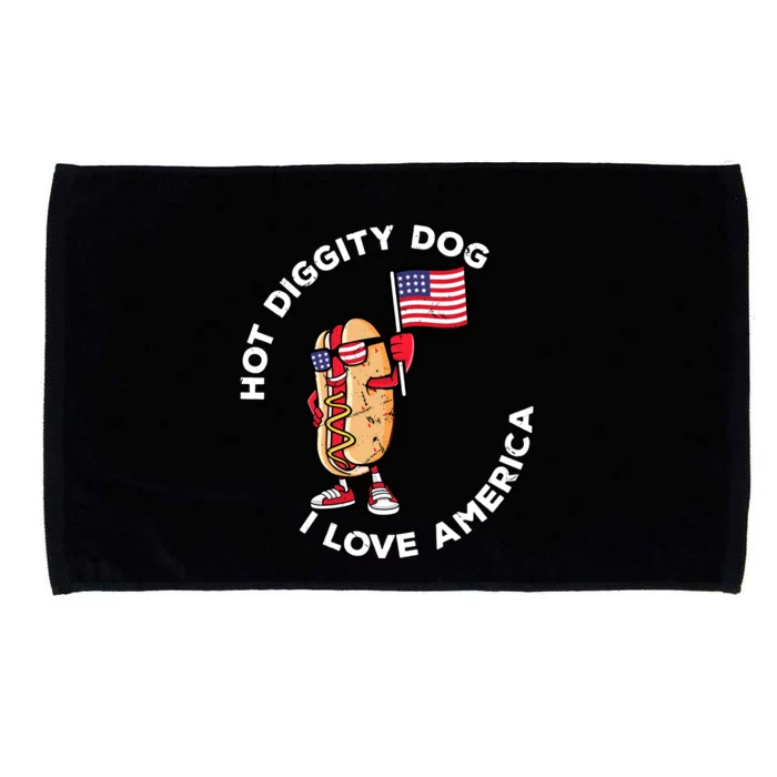 Hot Diggity Dog July 4th America Patriotic Picnic Usa Funny Microfiber Hand Towel