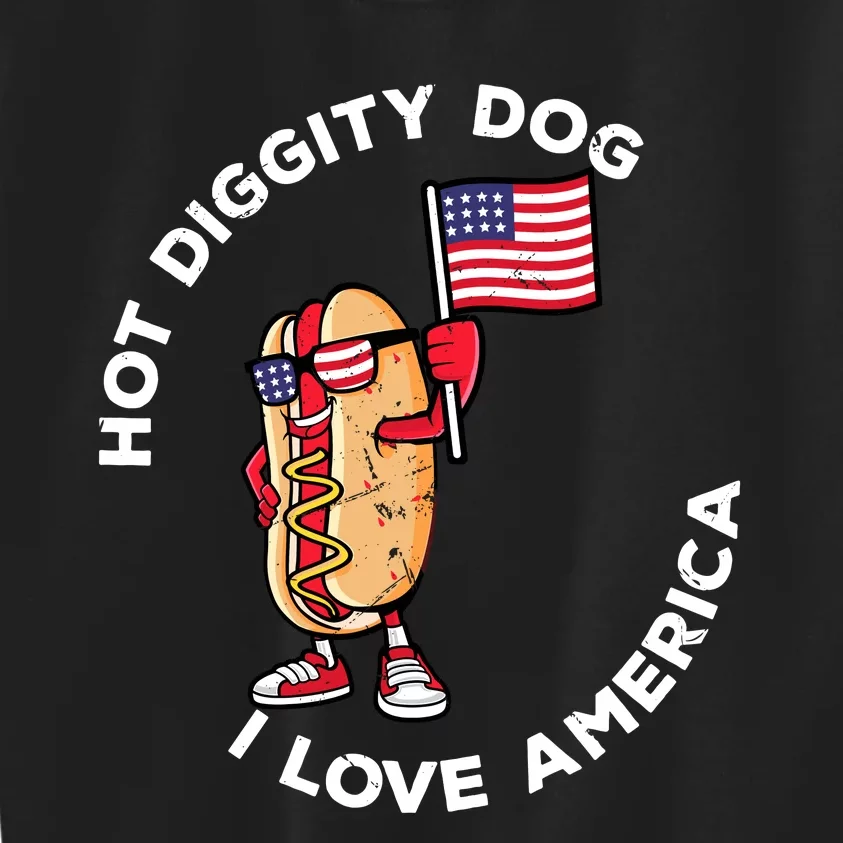 Hot Diggity Dog July 4th America Patriotic Picnic Usa Funny Kids Sweatshirt