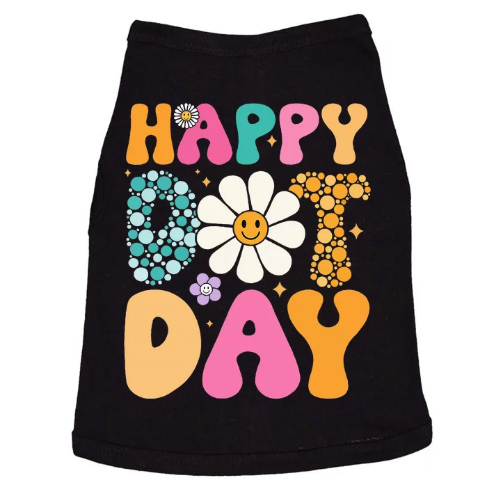 Happy Dot Day Hippie Flowers Smile Face Groovy Teacher Doggie Tank