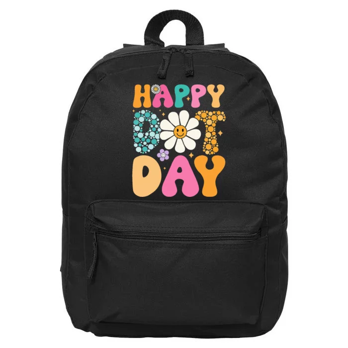 Happy Dot Day Hippie Flowers Smile Face Groovy Teacher 16 in Basic Backpack