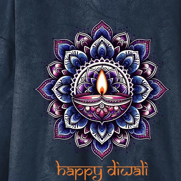 Happy Diwali Diya Oil Lamp Deepavali Festival of Lights Hooded Wearable Blanket