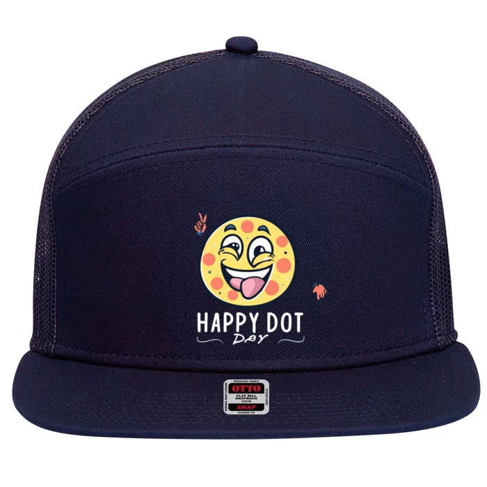 Happy Dot Day 7 Panel Mesh Trucker Snapback Hat