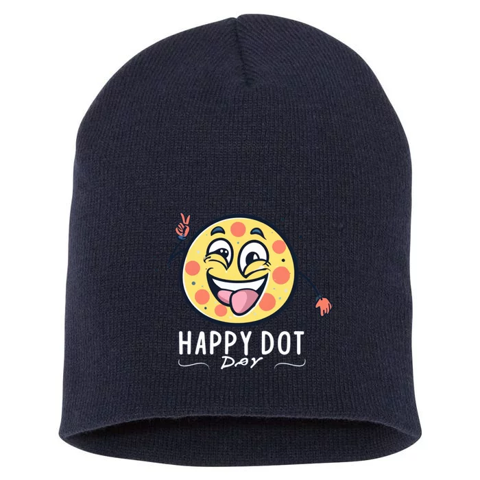 Happy Dot Day Short Acrylic Beanie