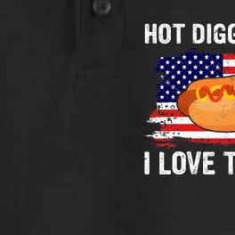 Hot Diggity Dog I Love Usa Funny Dry Zone Grid Performance Polo