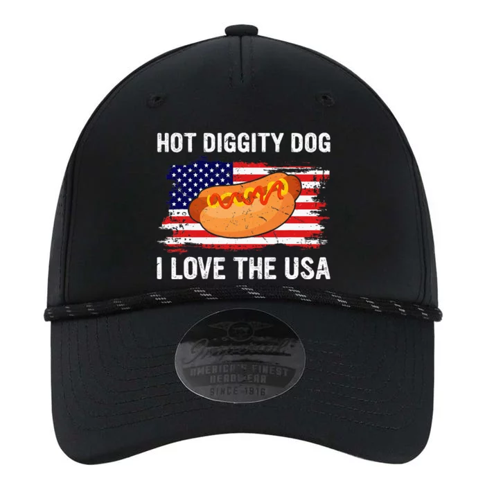 Hot Diggity Dog I Love Usa Funny Performance The Dyno Cap