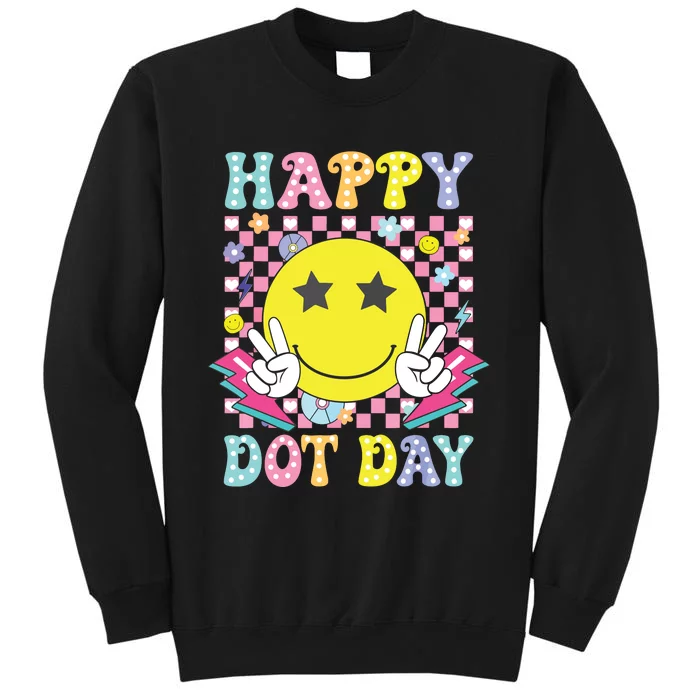 Happy Dot Day 2024 Colorful Polka Dot Smile Face Teacher Sweatshirt