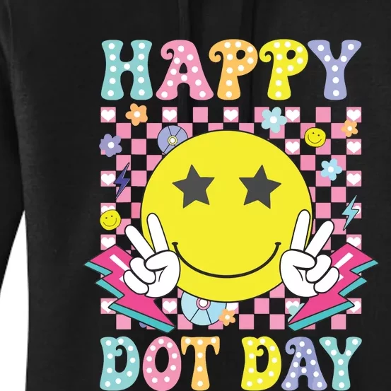 Happy Dot Day 2024 Colorful Polka Dot Smile Face Teacher Women's Pullover Hoodie