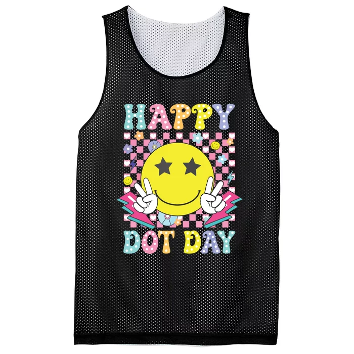 Happy Dot Day 2024 Colorful Polka Dot Smile Face Teacher Mesh Reversible Basketball Jersey Tank