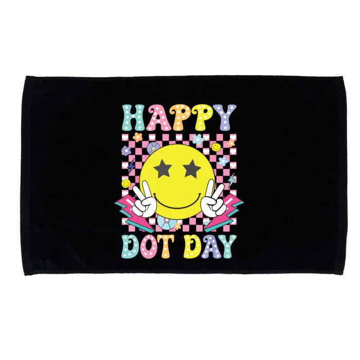 Happy Dot Day 2024 Colorful Polka Dot Smile Face Teacher Microfiber Hand Towel