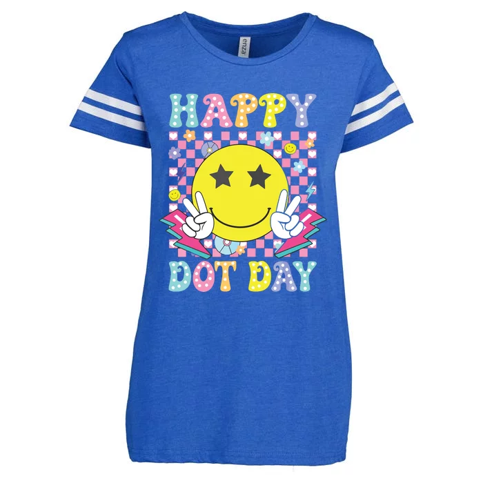 Happy Dot Day 2024 Colorful Polka Dot Smile Face Teacher Enza Ladies Jersey Football T-Shirt