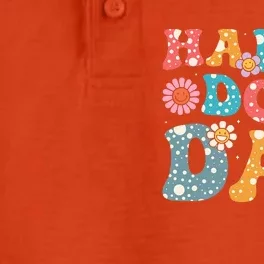 Happy Dot Day Hippie Flowers Retro Groovy Teacher Dry Zone Grid Performance Polo