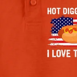 Hot Diggity Dog I Love Usa Funny Fourth Of July Dry Zone Grid Performance Polo