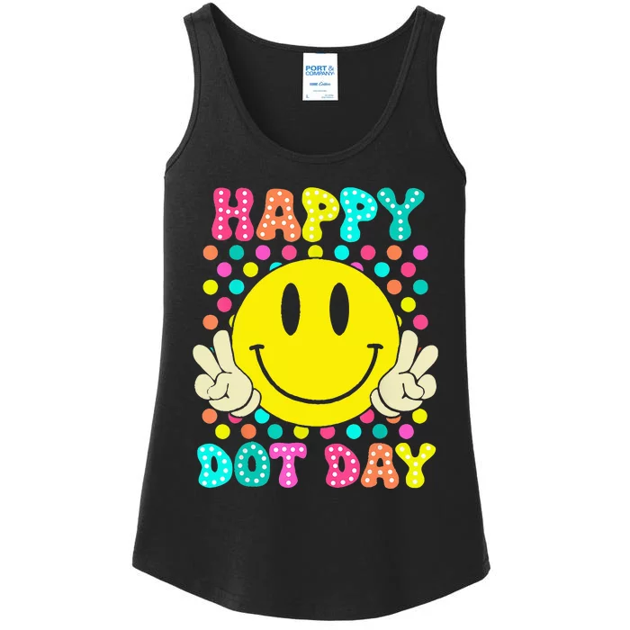 Happy Dot Day 2024 Colorful Polka Dot Smile Face Teacher Ladies Essential Tank