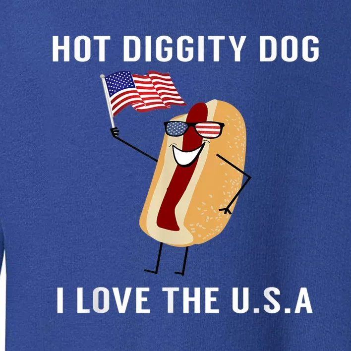 Hot Diggity Dog I Love Usa Gift Funny Fourth Of July Gift Toddler Sweatshirt