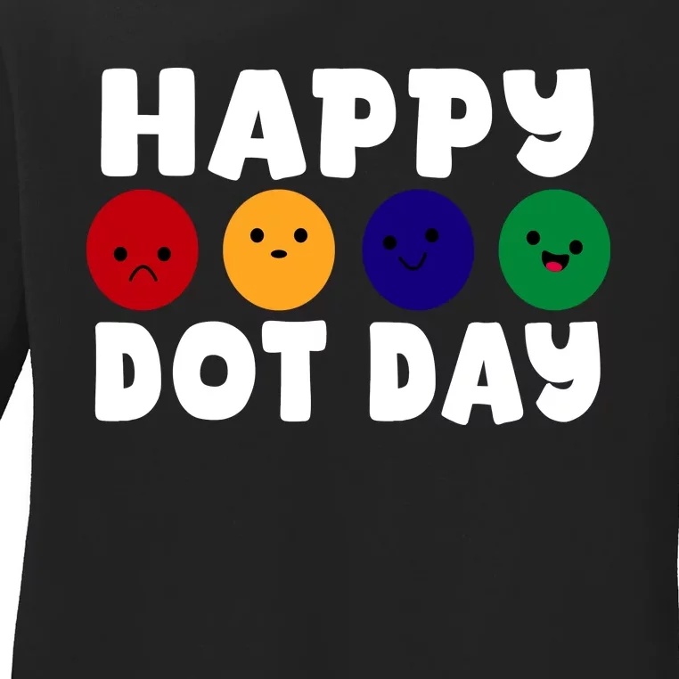 Happy Dot Day Ladies Long Sleeve Shirt