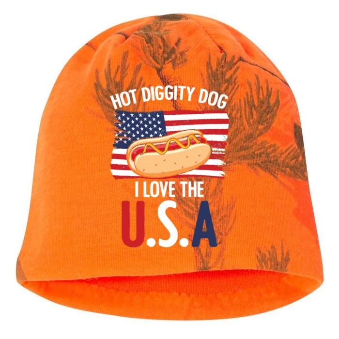 Hot Diggity Dog I Love Usa 4th Of July Hotdog Bun Lover Gift Kati - Camo Knit Beanie