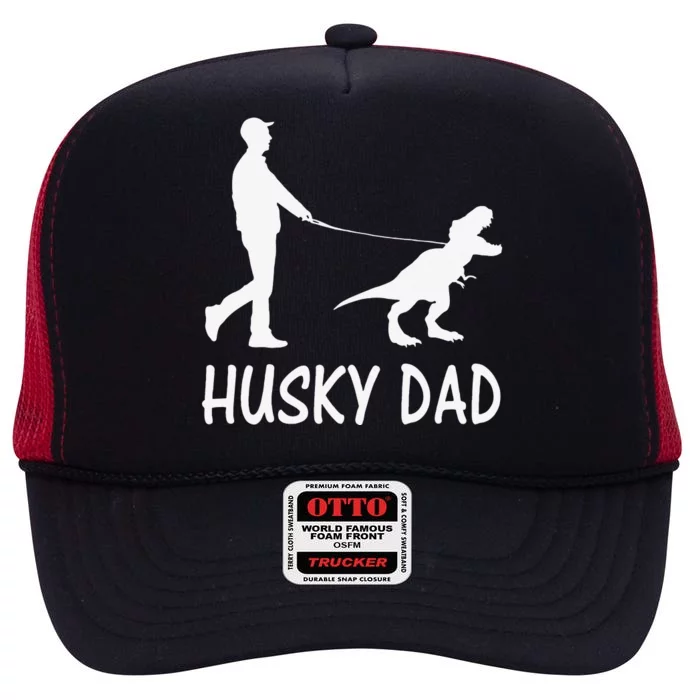 Husky Dad Dinosaur Siberian Husky Dog Owner Funny Father Day High Crown Mesh Trucker Hat