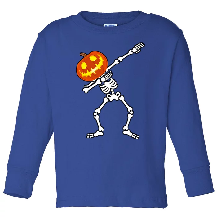 Halloween Dab Dabbing Skeleton Pumpkin Great Gift Toddler Long Sleeve Shirt