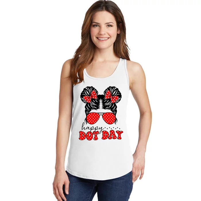 Happy Dot Day Messy Bun International Dots Day Teacher Ladies Essential Tank