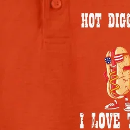 Hot Diggity Dog July 4th Patriotic BBQ Picnic America Funny Dry Zone Grid Performance Polo