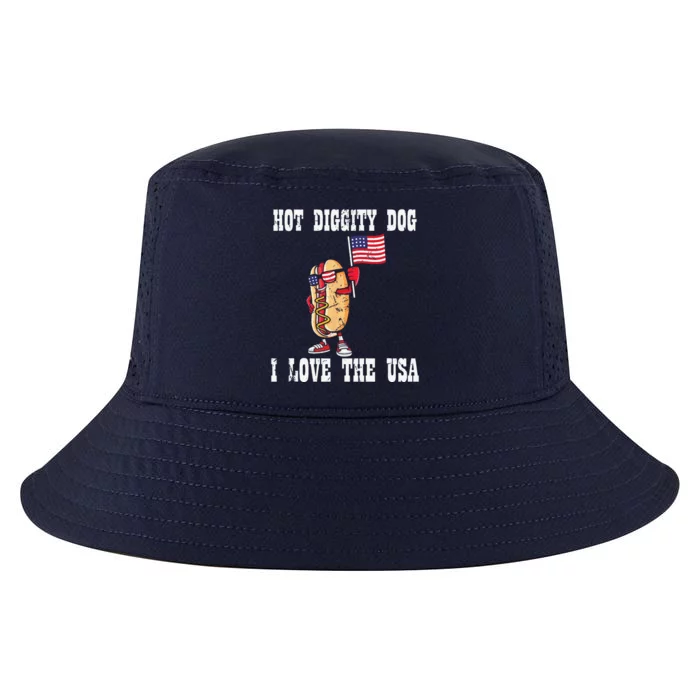 Hot Diggity Dog July 4th Patriotic BBQ Picnic America Funny Cool Comfort Performance Bucket Hat