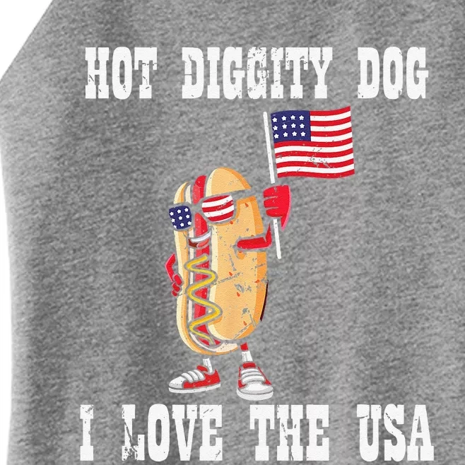 Hot Diggity Dog July 4th Patriotic BBQ Picnic America Funny Women’s Perfect Tri Rocker Tank