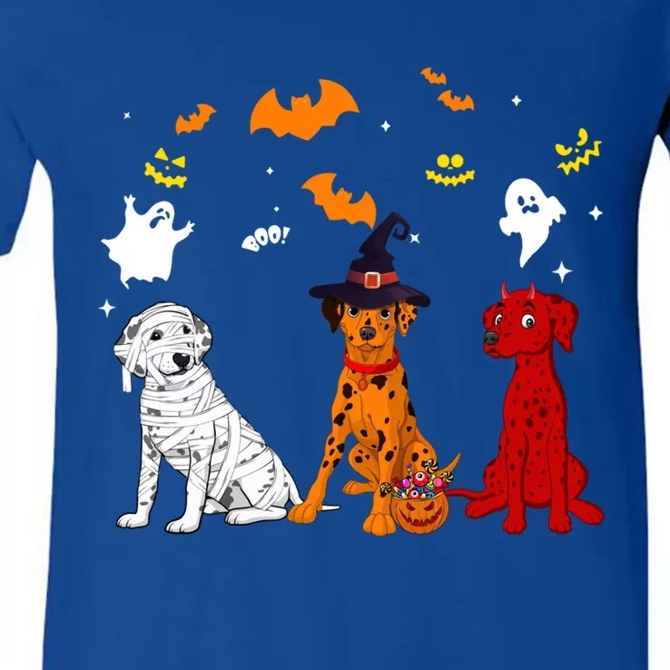 Halloween Dalmatian Dogs Lovers Mummy Witch Demon Costumes Cute Gift V-Neck T-Shirt