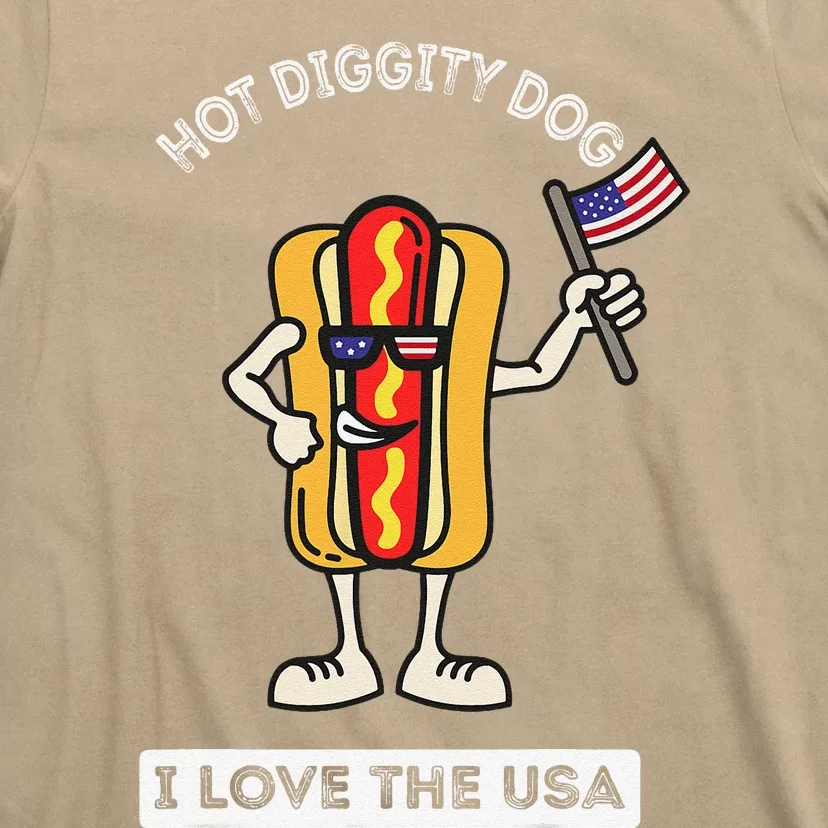 Hot Diggity Dog July 4th Patriotic BBQ Picnic Cookout Funny T-Shirt