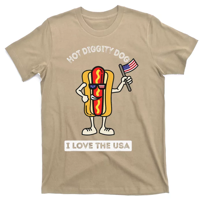 Hot Diggity Dog July 4th Patriotic BBQ Picnic Cookout Funny T-Shirt