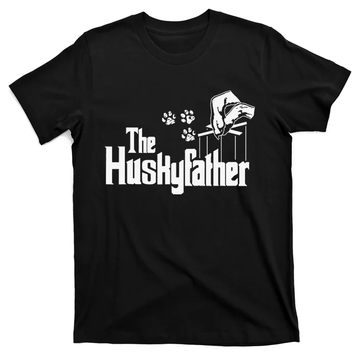 Huskyfather Dog Dad Puppy Paw Print Fun Animal FathersDay T-Shirt