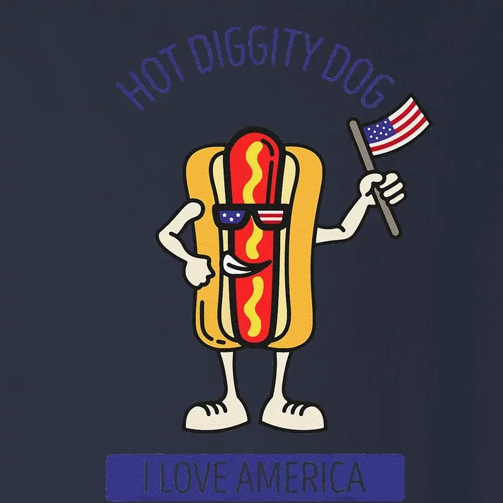 Hot Diggity Dog July 4th Patriotic BBQ Picnic USA Funny Gift Toddler Long Sleeve Shirt