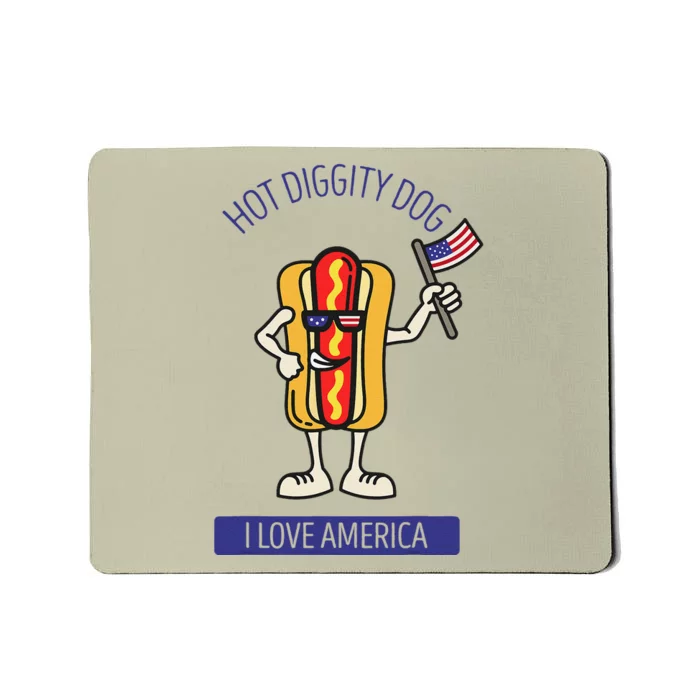 Hot Diggity Dog July 4th Patriotic BBQ Picnic USA Funny Gift Mousepad