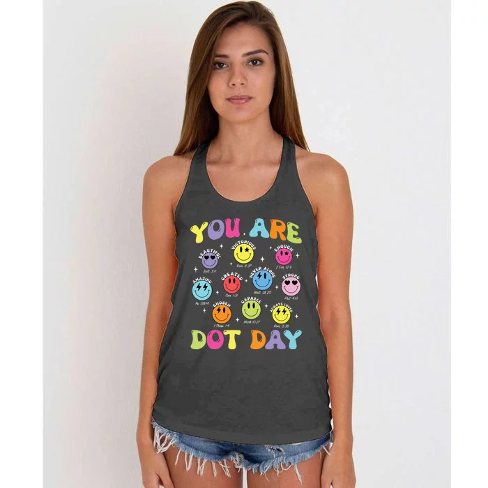 Happy Dot Day Teacher Smile Face Women's Knotted Racerback Tank