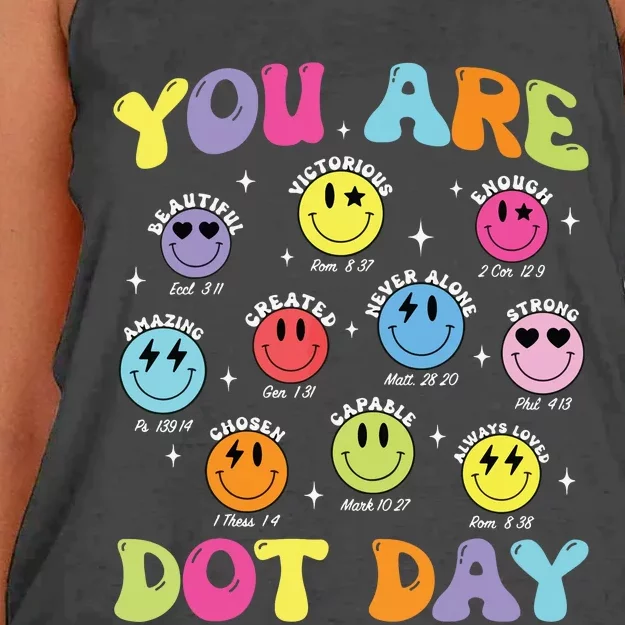 Happy Dot Day Teacher Smile Face Women's Knotted Racerback Tank