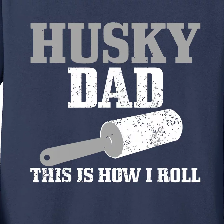 Husky Dad Dog Hair Funny Siberian Husky Kids Long Sleeve Shirt