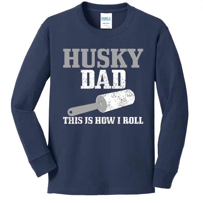 Husky Dad Dog Hair Funny Siberian Husky Kids Long Sleeve Shirt