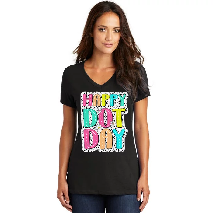 Happy Dot Day Colorful Polka Dot Dalmatian Gift Women's V-Neck T-Shirt