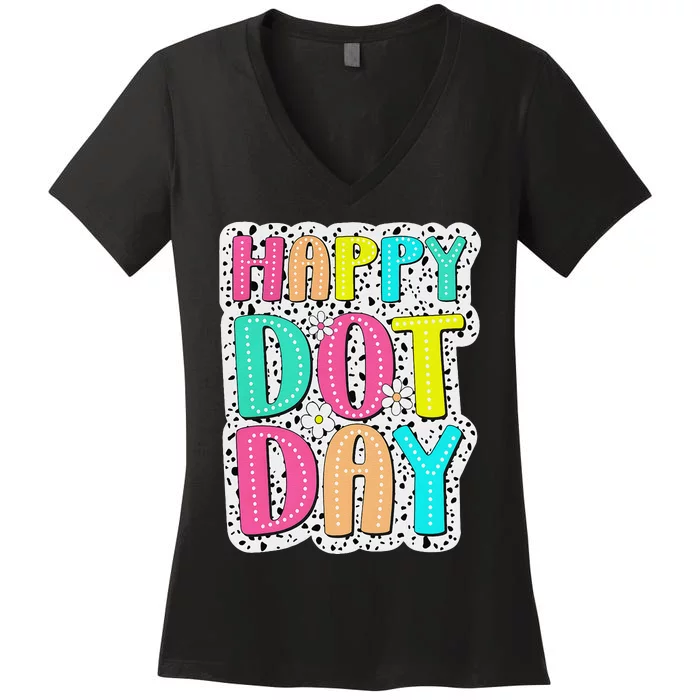 Happy Dot Day Colorful Polka Dot Dalmatian Gift Women's V-Neck T-Shirt