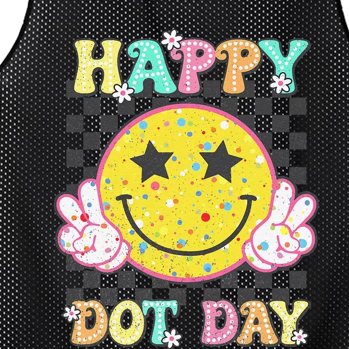 Happy Dot Day Hippie Flowers Smile Face Groovy Teacher Gift Mesh Reversible Basketball Jersey Tank