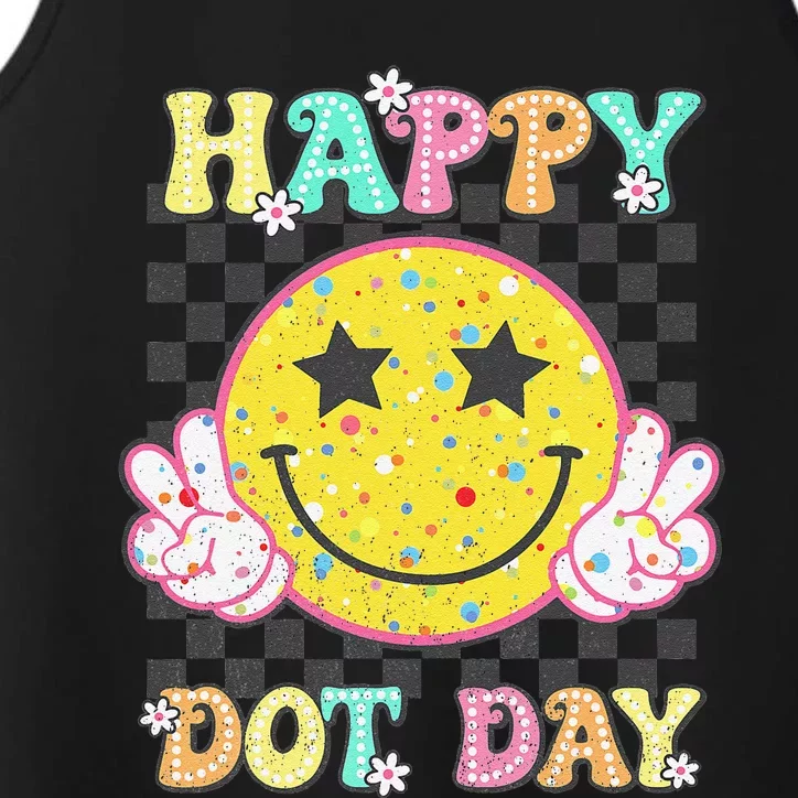 Happy Dot Day Hippie Flowers Smile Face Groovy Teacher Gift Performance Tank