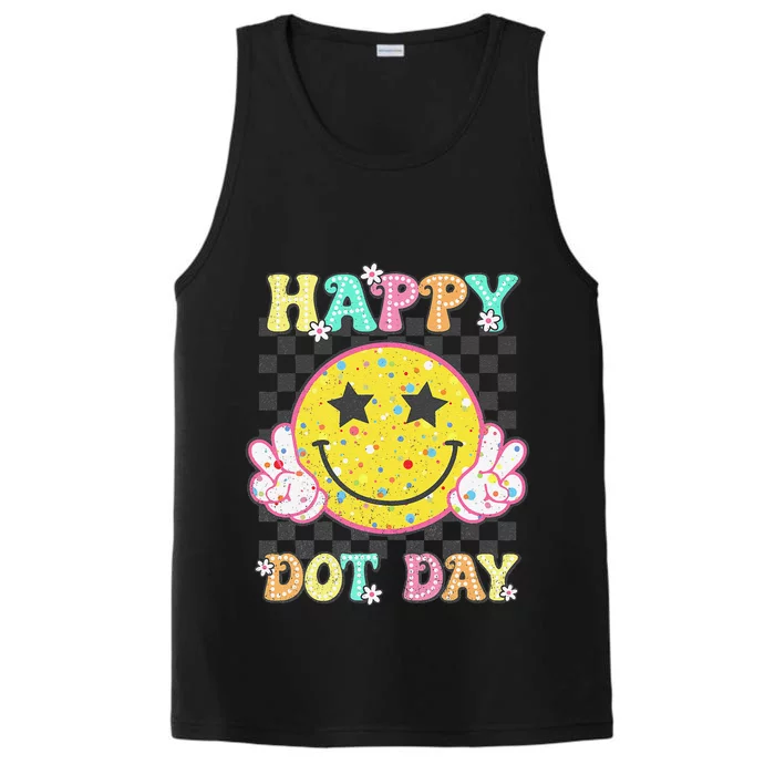 Happy Dot Day Hippie Flowers Smile Face Groovy Teacher Gift Performance Tank