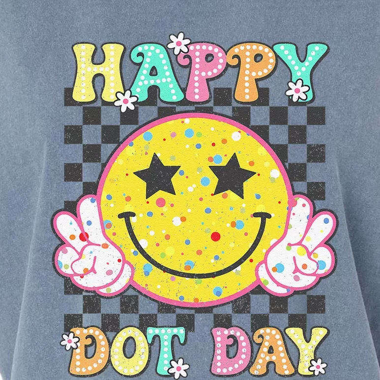 Happy Dot Day Hippie Flowers Smile Face Groovy Teacher Gift Garment-Dyed Women's Muscle Tee