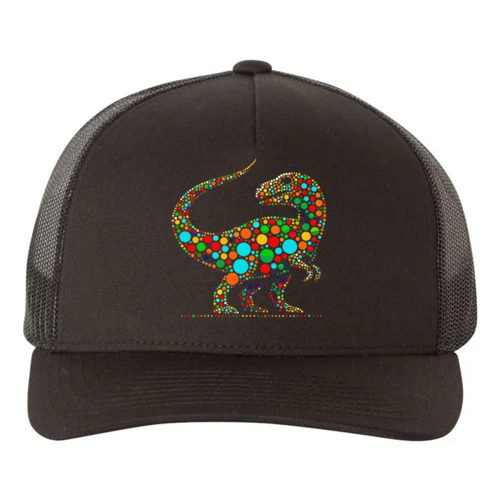 Happy Dot Day Colorful Polka Dot Dinosaur Yupoong Adult 5-Panel Trucker Hat