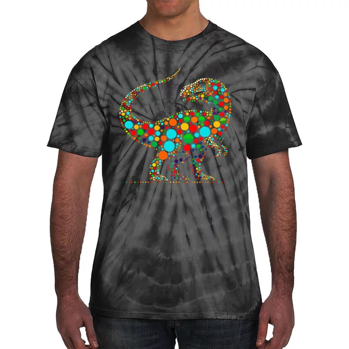 Happy Dot Day Colorful Polka Dot Dinosaur Tie-Dye T-Shirt